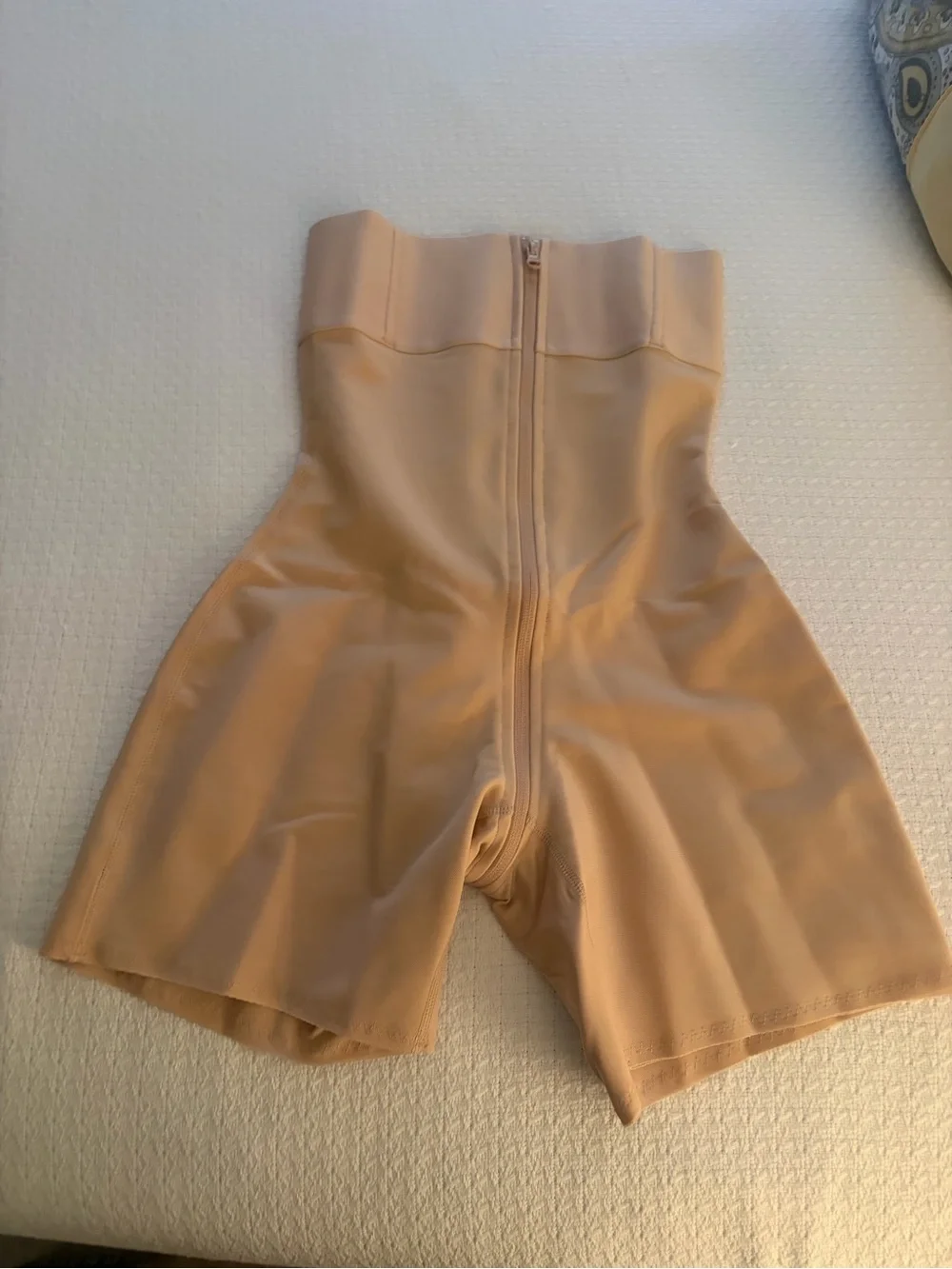 Feelingirl High-Waist Beige Tummy Control Shaping Shorts with Front Zipper